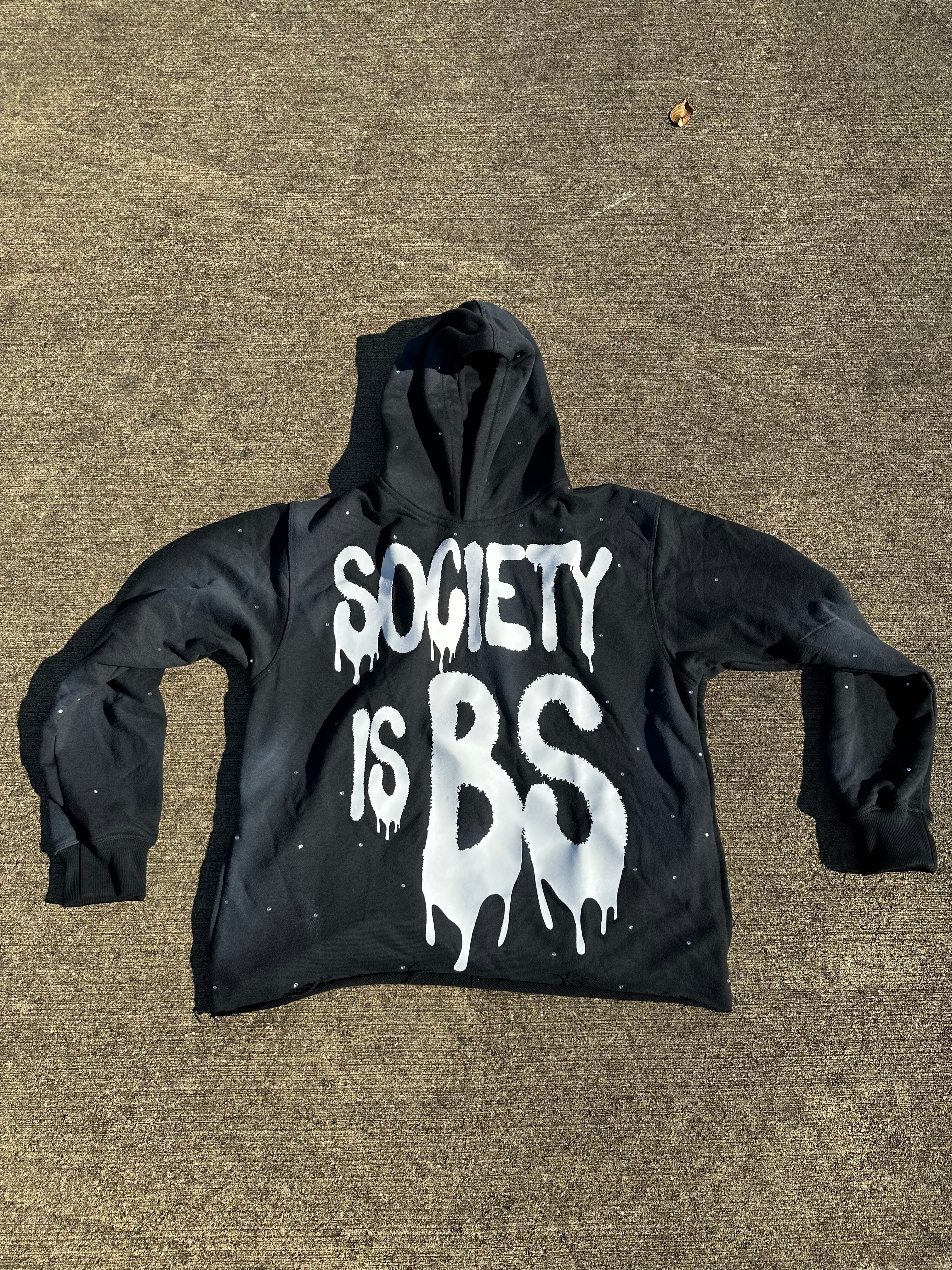 SOCIETY IS BS RHINESTONE HOODIE (BLACK)